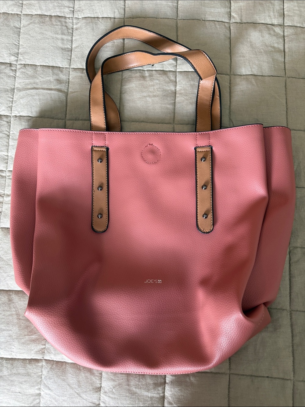 Joe’s Jeans Pink Faux Leather Tote Bag Large Shoulder Bag 12x14